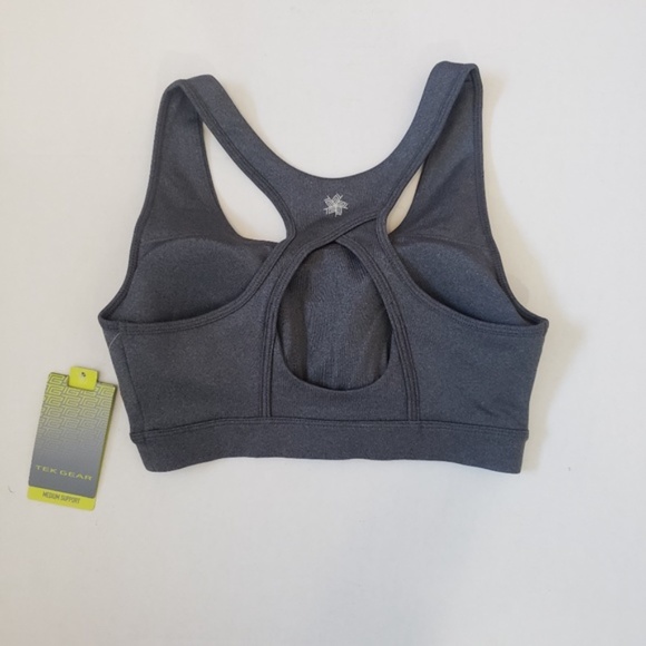 TEK GEAR Sports Bra Racerback Medium Impact Athleisure Gray Black Small Large - Picture 6 of 9